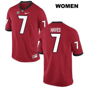 Women's Georgia Bulldogs NCAA #7 Jay Hayes Nike Stitched Red Authentic College Football Jersey MEL2554KO